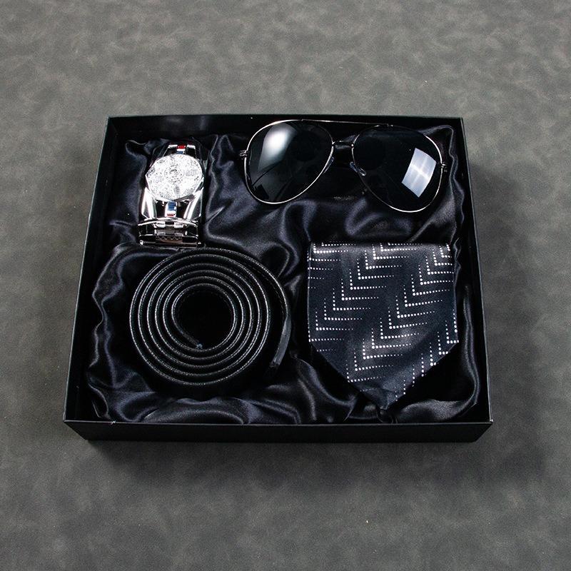 Valentine's Day Business Gift Set Men's Watch Sunglasses Belt Wallet Christmas Gift Set Quartz Watch Set for Men