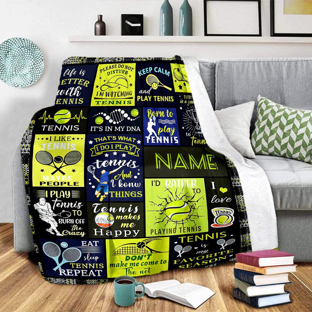 Tennis Home Customize Your Name Blankets Comfortable Soft Lightweight Allseason Multipurpose Blanket Picnic Sofa Office Bed Living Room Suitable For