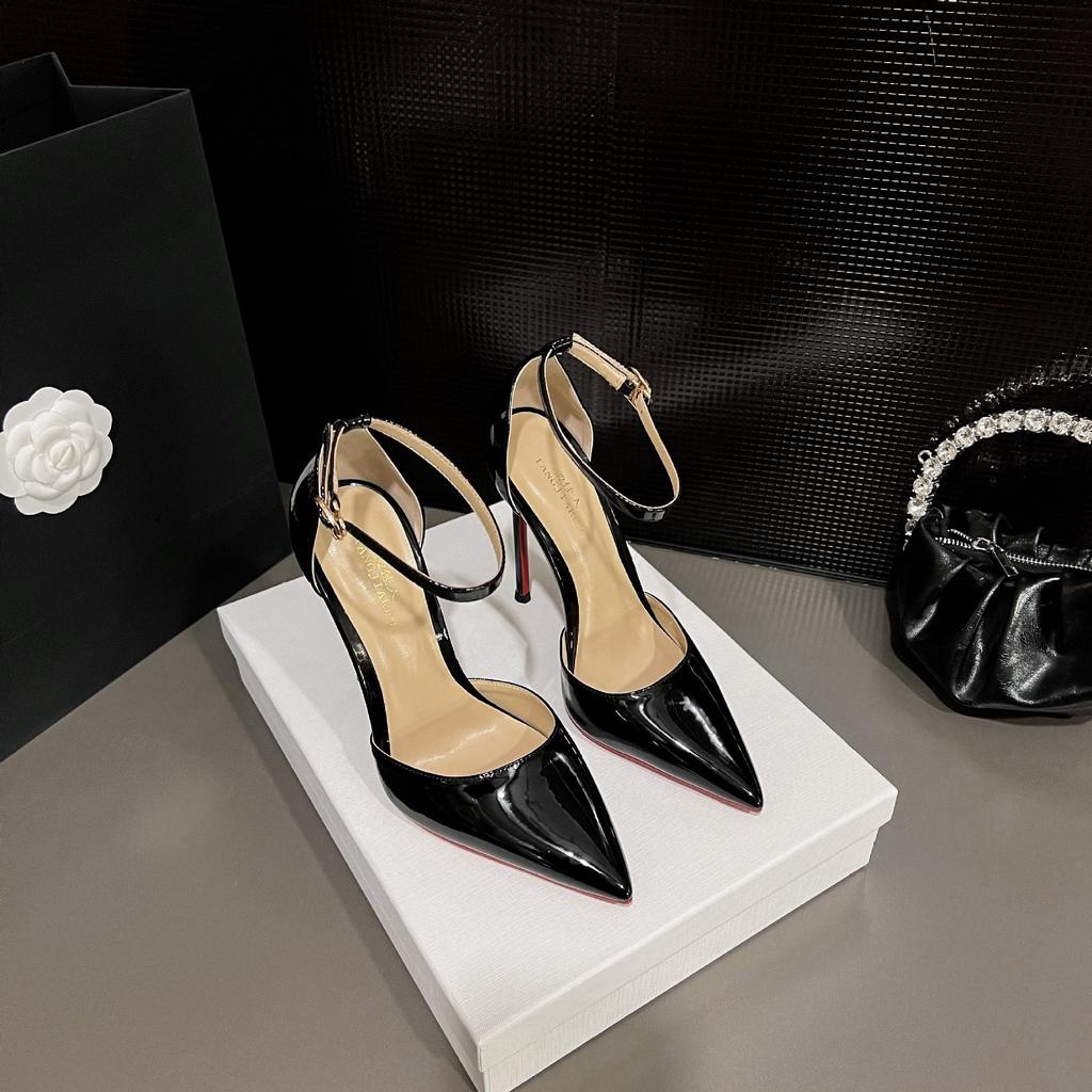 Rotsohlige High Heels Damen Stilettos Herbst und Sommer 2025 neue Ein-Wort-Sandalen Damen sexy Temperament spitze einzelne Schuhe