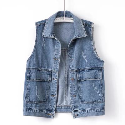 Denim Gilet Dames Gilet Retro Koreaanse Versie van de Lente en Herfst Casual Grote Maat Jas Gilet Mouwloos