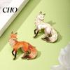 Sweaters Badge Brooch Pin Cartoon Fox Design Zinc Alloy UV Jewelry Printing Suits Coats Versatile Practical Accessories Animal