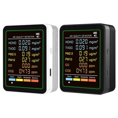 6-in-1 Air Quality Monitor Real-Time Air Quality Tester Temperature Humidity Detector for Office School & Hotel