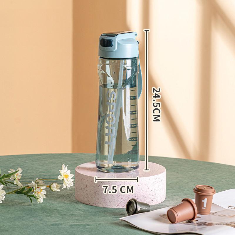 800ml Large Capacity Plastic Transparent Water Bottle With Straw Drinking Portable Sport Cup Kid School Outdoor Sport Camping