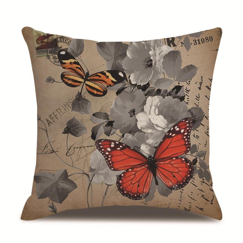 Linen Pillowcase Home Cute Butterfly Sofa Pillowcase Office Nap Pillow