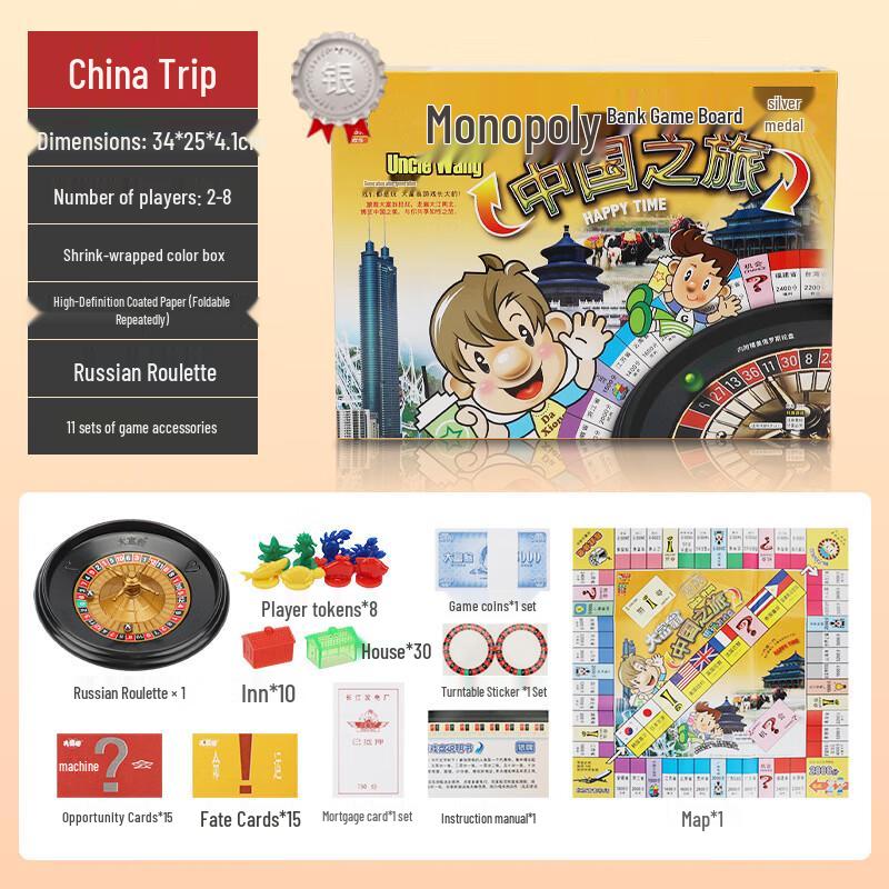 Monopoly Silver Series: Tour of China Board Game