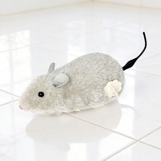 Wind-Up Mouse Cat Toy Plush Mouse with Rotating Tail Automatic Moving Mouse Interactive Cat Toy for Pounce Chasing Hunting Instinct Simulation