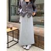 Women's Fleece Lined High Waist A-Line Sweatshirt Midi Skirt with Drawstring