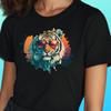 T-Shirt Frauen Cooler Tiger mit Sonnenbrille Motiv Baumwolle Größe S bis 3XLWird in neuem Fenster oder Tab geöffnet