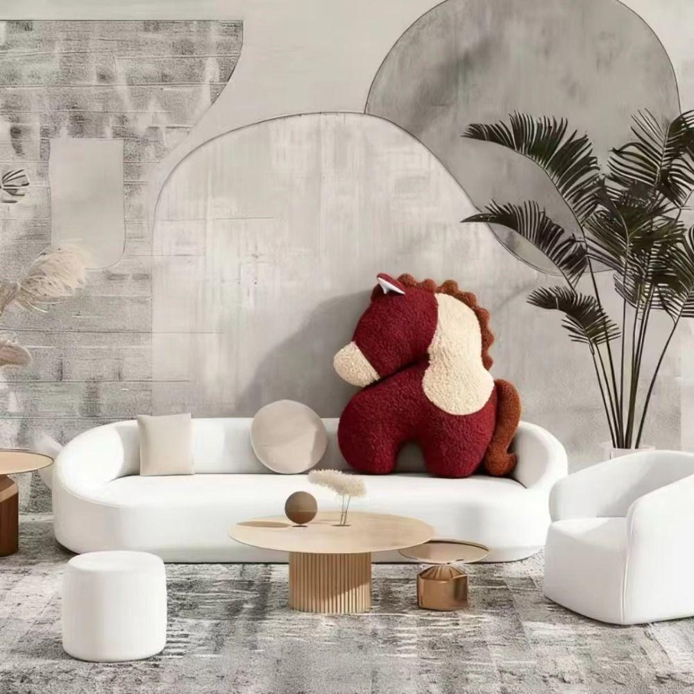 Red Color Cute Pillow Machine Washable Soft Pillow Fun Pony Plush Pillow  Living Room