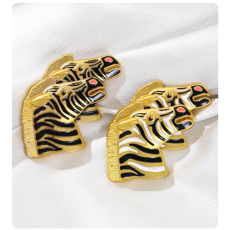 1 Stück Vintage goldene Zebrakopf-Brosche, Vintage Tier-Pferdekopf-Brosche, Brustblume, Accessoire