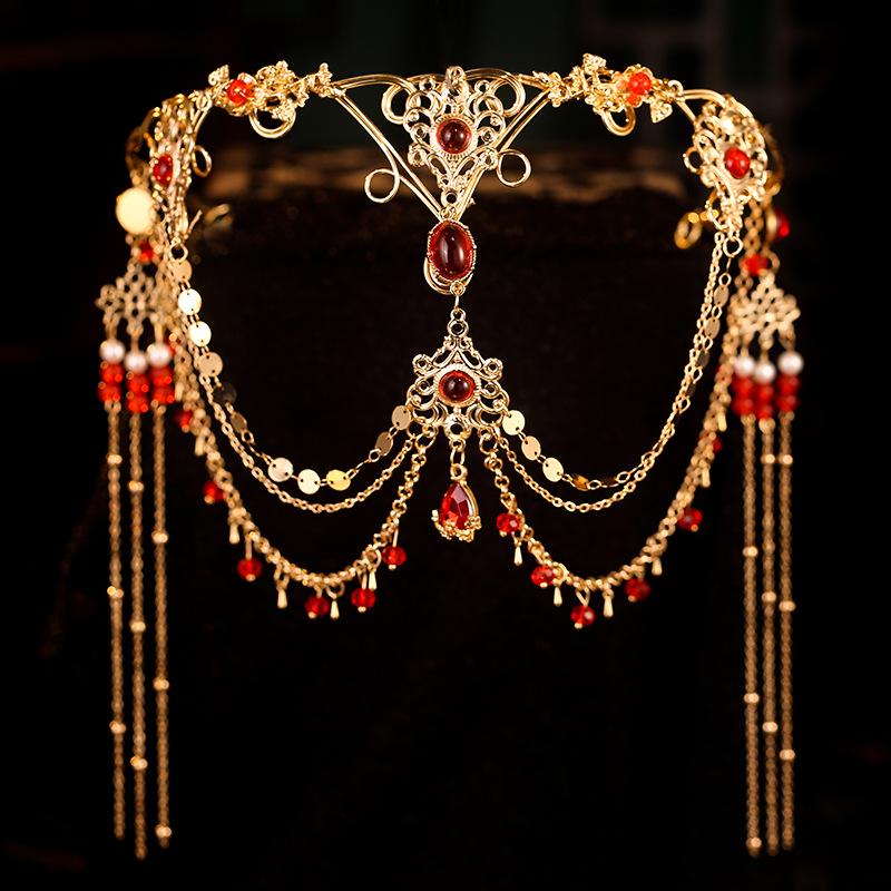 Princess Style Dunhuang Hanfu Forehead Tassel Ornament - Ancient Costume Hair Accessories