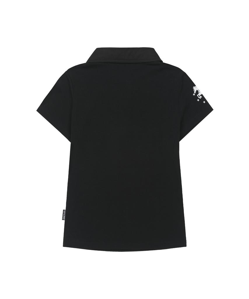 ODDSTUDIO Kitsch Graphic Collared T-Shirt - Black