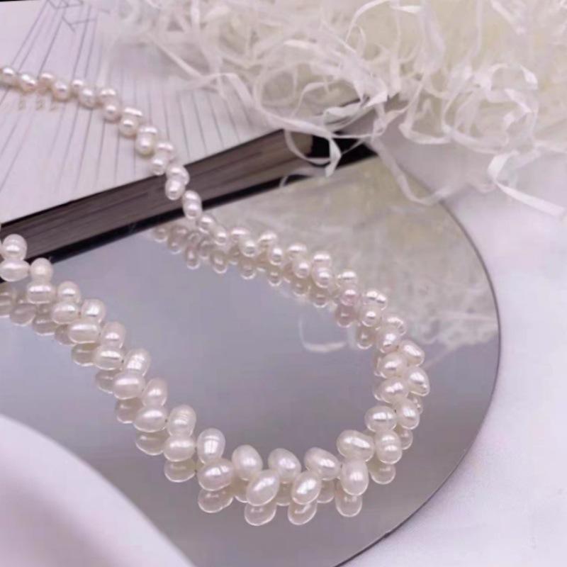 Natural Freshwater Baroque Pearl Necklace with Small Rice Grains, Wheat Ears, Irregular, High Grade, New Style Necklace