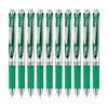 Pentel Ballpoint Pen Gel Ink Energel Retractable 0.5mm Silver Shaft BLN75Z-D Green 10 Pieces