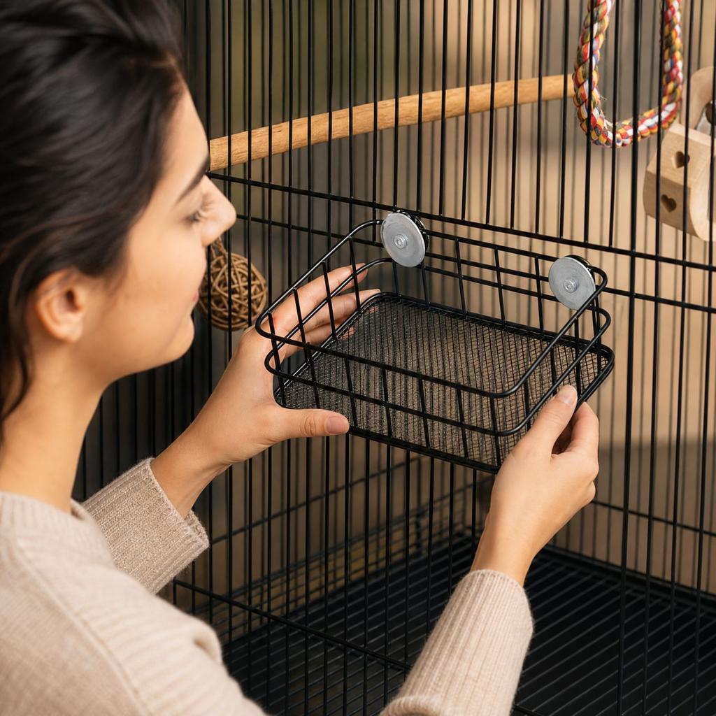Stainless Bird Stand with Mesh for Parakeets Cockatiels