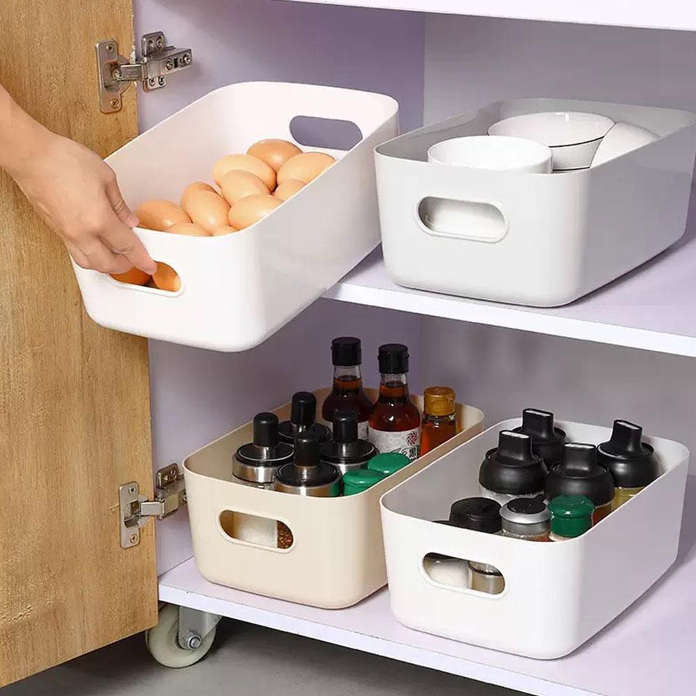 White Plastic Storage Box Organizer Multi-purpose Desktop Storage Bin For Home Bathroom Office Portable Plastic Organizer