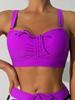 Bikini de Dos Piezas con Estampado de Bloques de Color de Moda con Cordón en el Pecho y la Cintura Moda Para Vacaciones