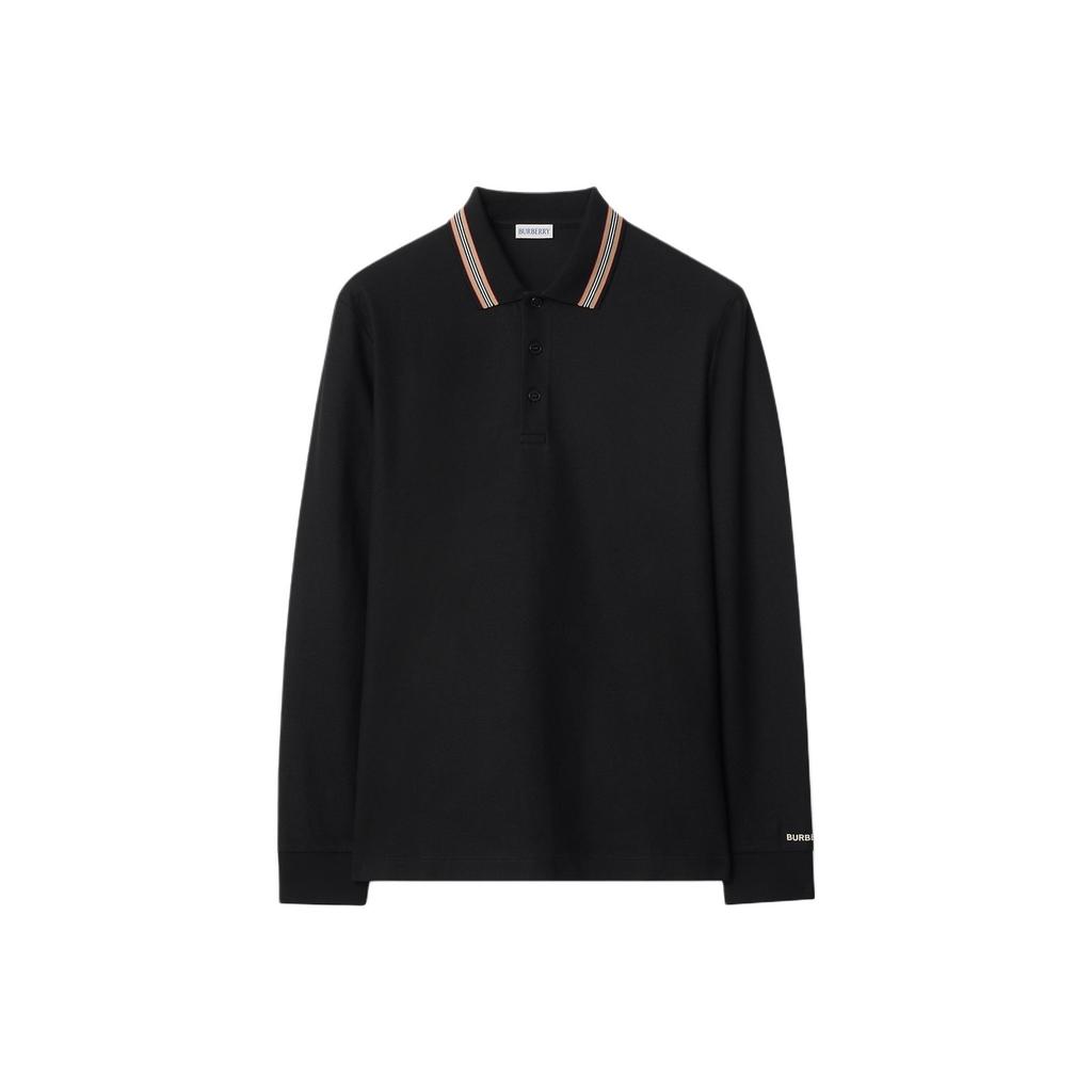 Burberry Polo Shirts Men's Black Polo Collar Moderate Straight Fit 81118151