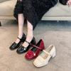 Fashion Fashion Platform Pumps for Women 2025 Spring New Strap Thick Heels Mary Jane Shoes Woman Round Toe High Heel Party Single Shoe