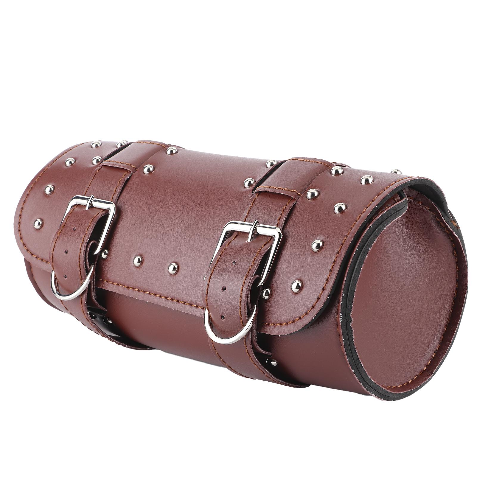 

Motorcycle Bag PU Leather Saddlebag Motorbike Roll Luggage Motor Replacement