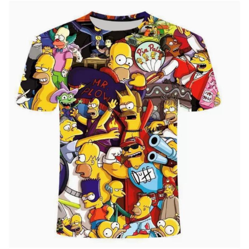 Summer Children's Fashion Digital Simpson Comfortable Loose Short Sleeve Printed T-shirt