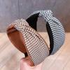 Wide Women Top Bow Knotted Hairbands Classic Plaid Headbands for Adult Daily Headwears Hair Hoop Accessories