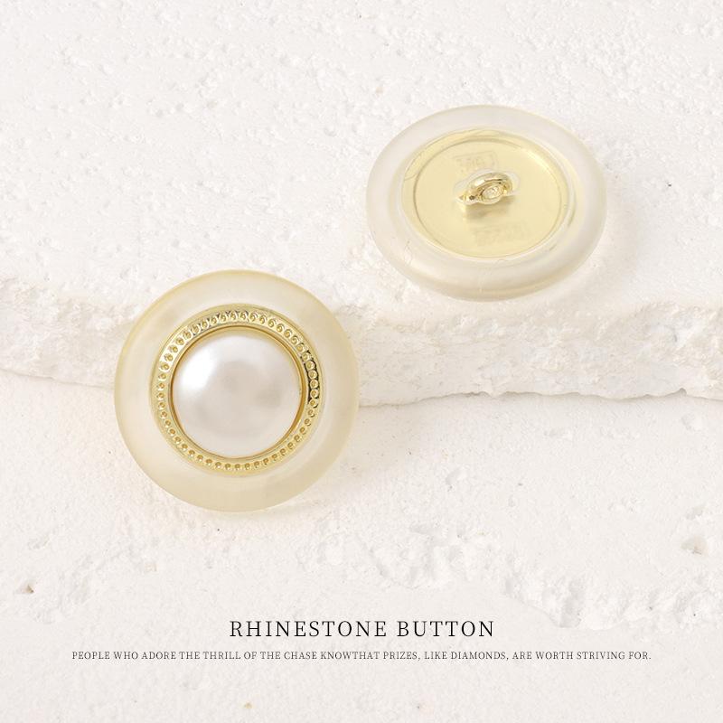 5pcs Xiaoxiangfeng Metal Resin Combination Button Round Pearl Button Woolen Coat Trench Coat Suit Jacket Button