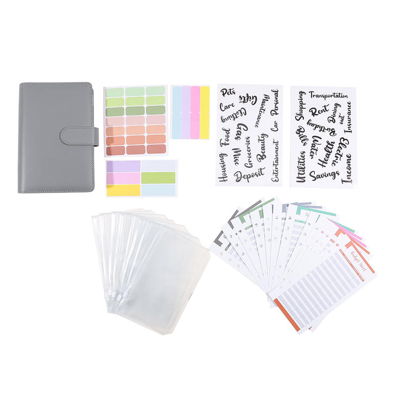 

A6 Creative Budget Binder Money Saving Challenge with Zipper Cash Envelopes Expense Budget Sheets and Category Label One Size серый