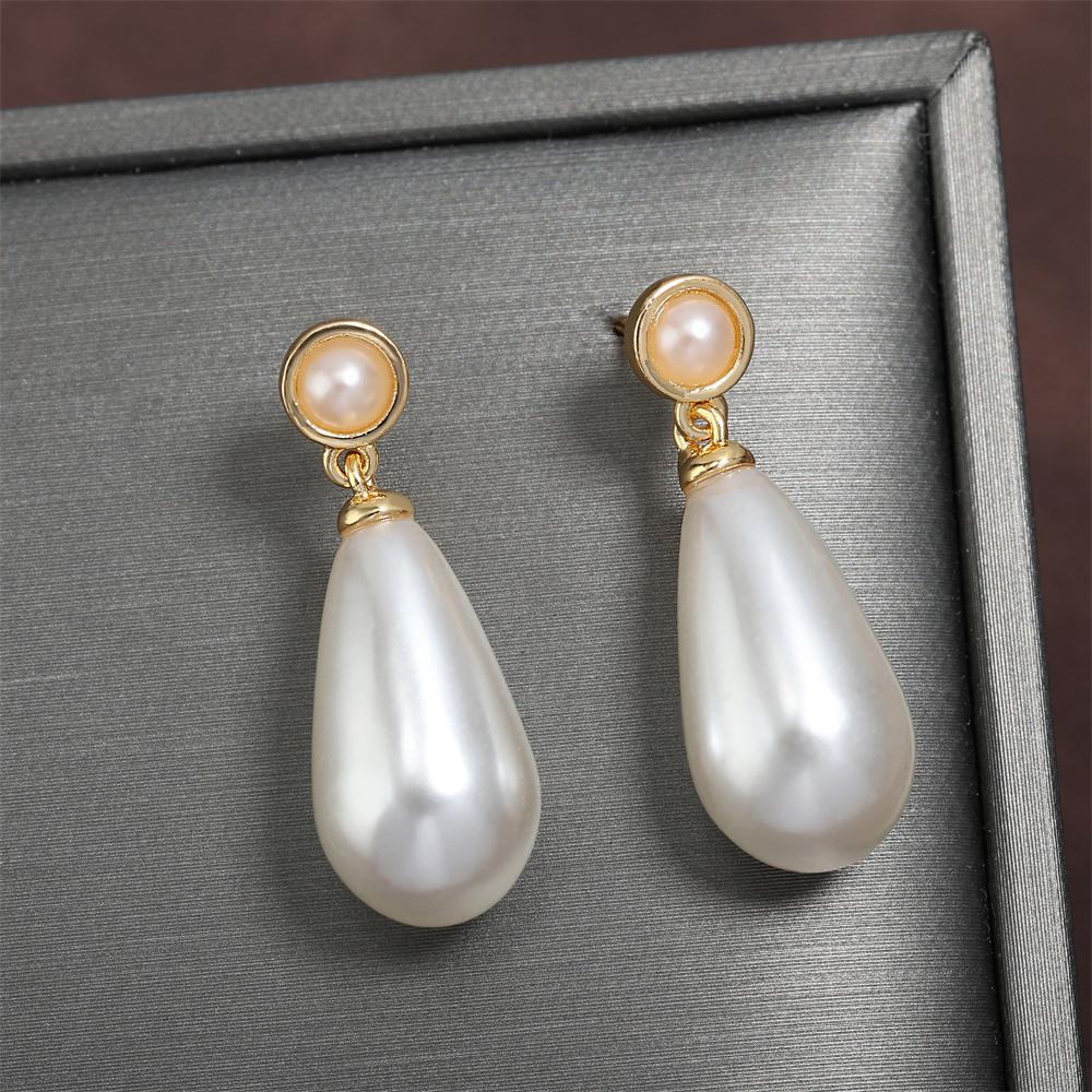 ZAKOL White Teardrop Simulation Zircon Dangle Earrings Baroque Palace Style Wedding Party Zircon 2024 New