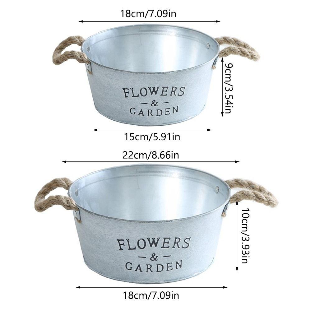 Iron Flower Container Home Decoration Flower Pot Vintage Rustic Flowerpot