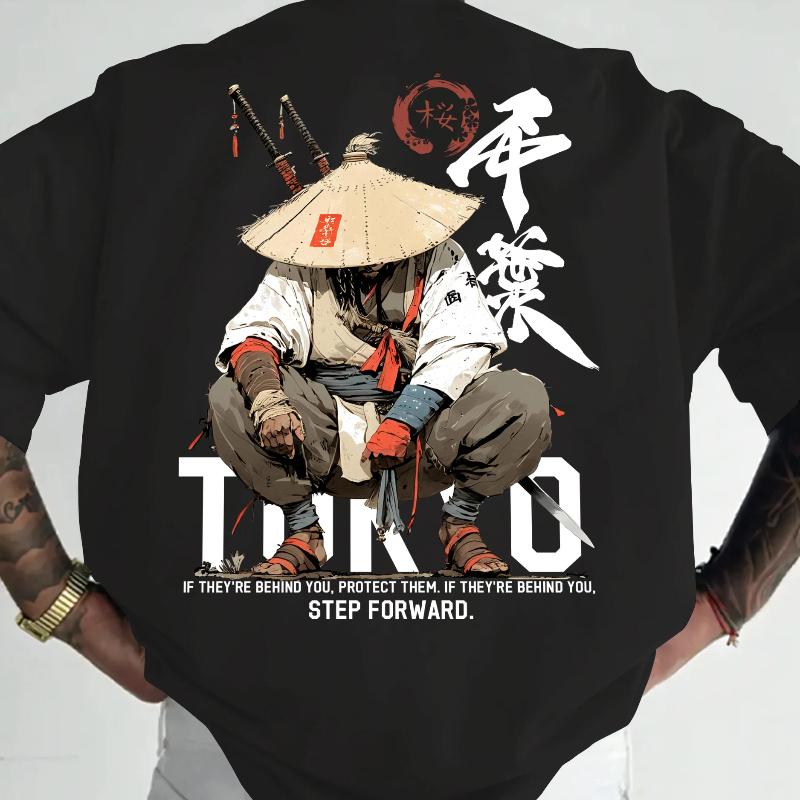 Anime Samurai Tokyo Warrior Cotton Men Woment T-shirt Summer Autumn Daily Outdoor Sports Casual Loose Street Short Sleeve