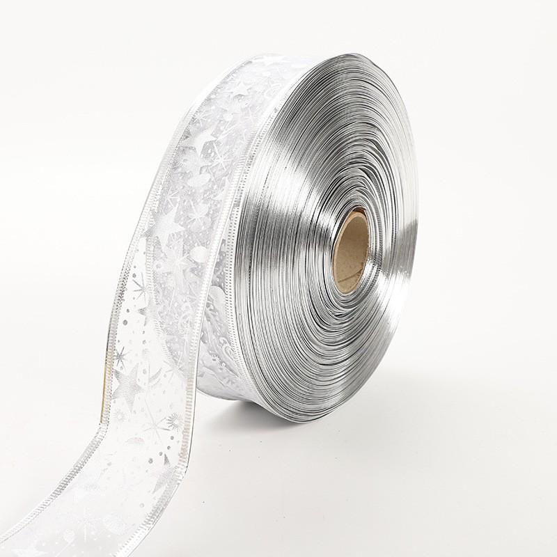 Gold and Silver Embroidered Christmas Ribbon for Gift Box Packaging