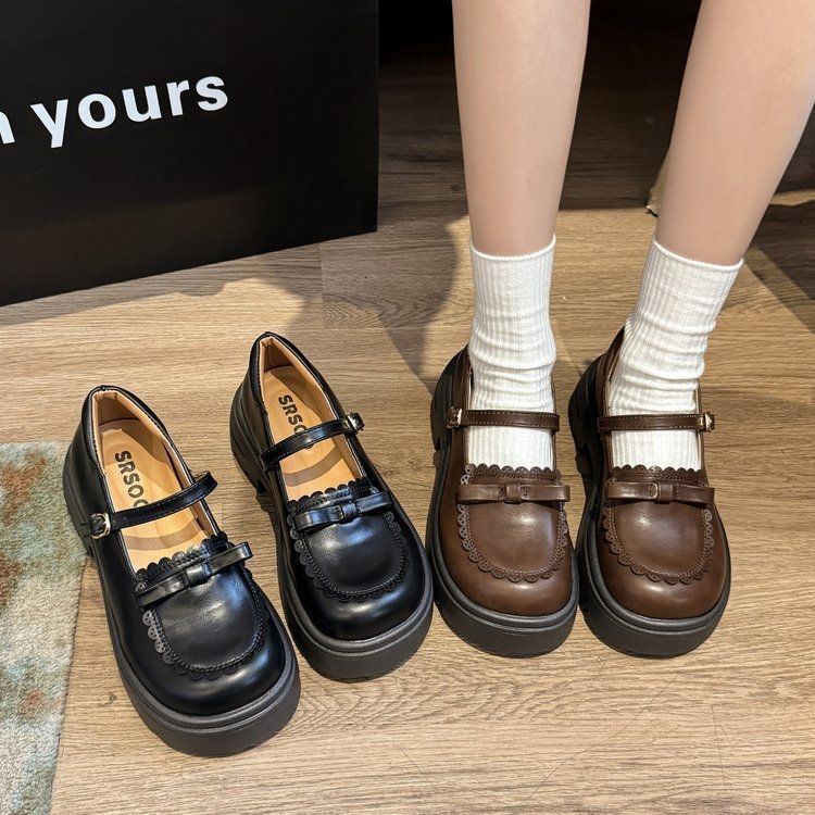 Japanese Retro Student Round Head Mary Jane Shoes Children 2025 Spring and Summer New Bow College Style Single Shoes Women