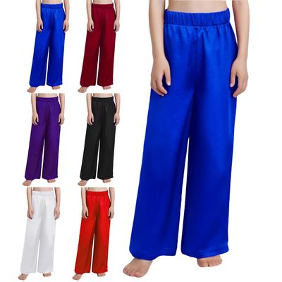 Boys Worship Praise Dance Pants Elastic Waistband Solid Color Satin Wide Leg Trousers Performance Bottom