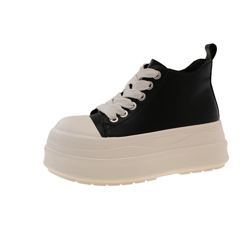 Big head trend increases thick-soled high-top shoes for women's 2025 autumn new casual versatile muffin bread shoes