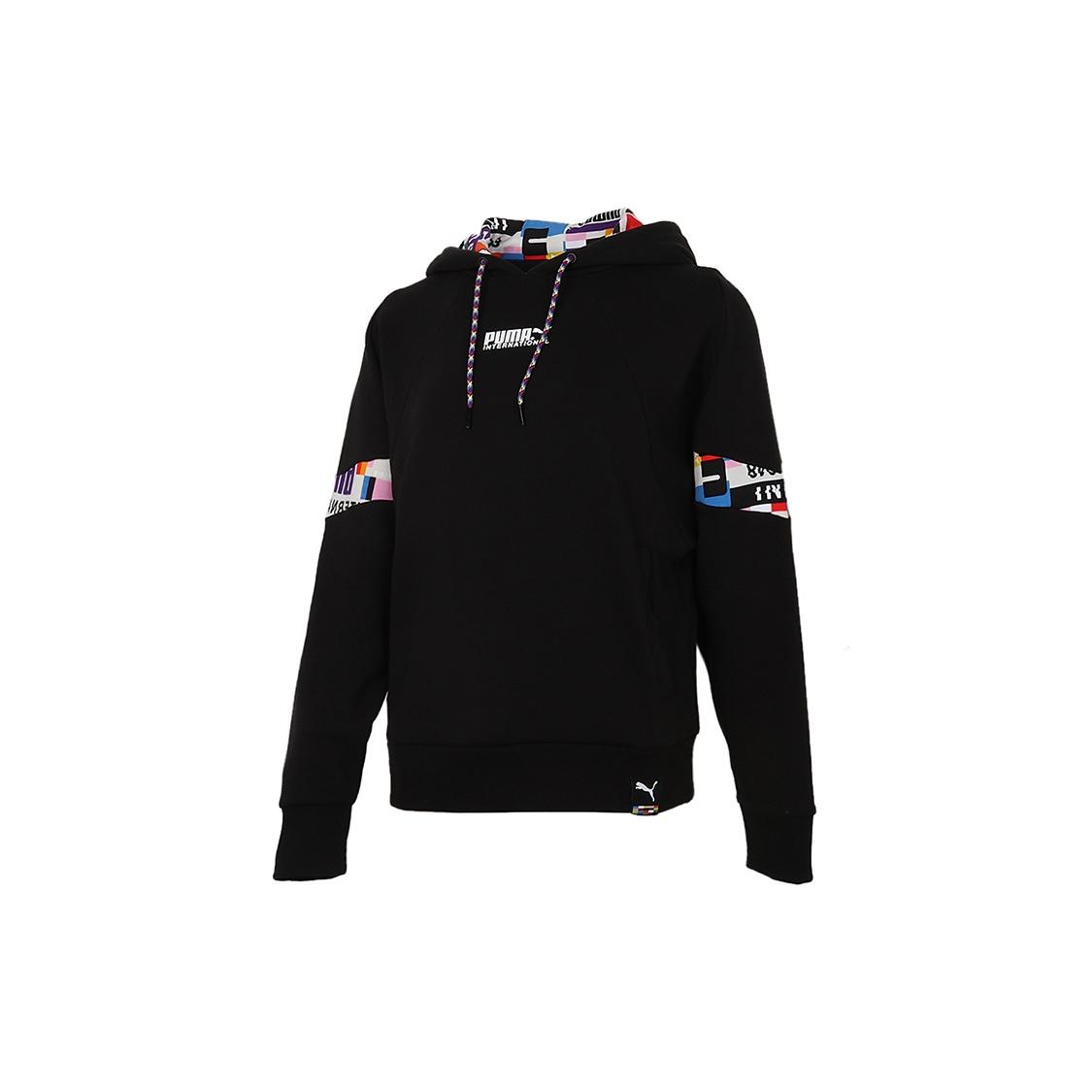 (WMNS) PUMA International Hoodie Black White Women s 531351-01 S
