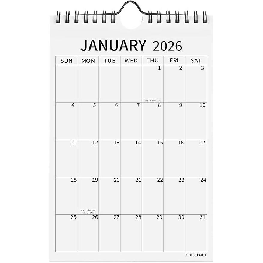 Small Wall Calendar 2026, 6 x9 Mini Calendar Including January 2026 to June 2027, Monthly Minimalist Little Notepad Calendar for Fridge, Work, Small 6 x 9 чёрный