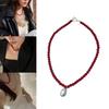 Pearl Drop Pendant Neckchain Glass Bead Choker Adjustable Chain Necklace Bohemian Jewelry Ornament for Women Girl