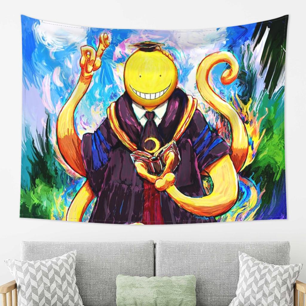 Assassination Classroom Octopus Koro Sensei Tapestry Wall Hanging Aesthetic Home Decor Tapestries for Living Room Bedroom