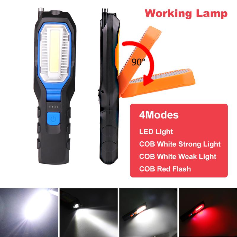 COB Inspection Lamp Magnetic Hand Torch USB Rechargeable Car Maintenance LED Work Lamp Hook Magnet Pick Tools LED Flashlight