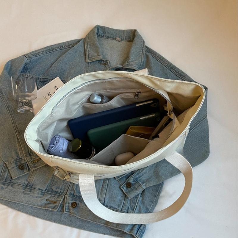 Japan Style Multi-pocket Shoulder Bags for Women Large Capacity Nyl Cloth Ladies Handbags Simple Female Shopping Tote Zipper