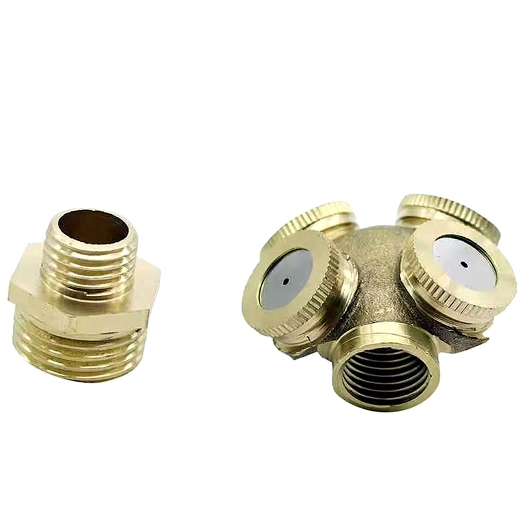 4 Hole Adjustable Brass Spray Misting Nozzle Garden Sprinklers Irrigation Fitting Jardim Home Watering Garden Tools