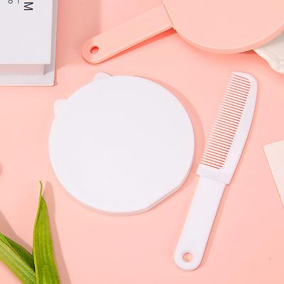 Cartoon Cat Makeup Mirror On Handle Mini Vanity Mirrors Hair Comb Integrated High Definition Portable Women Girl Cosmetic Tools