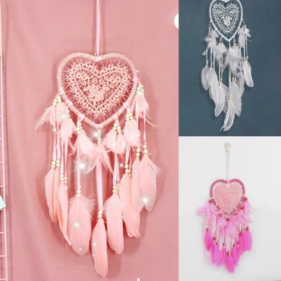 Catcher Herz Feder Traum Perlen Mädchen Zimmer Wand Hängen Fenster Ornament Dekor