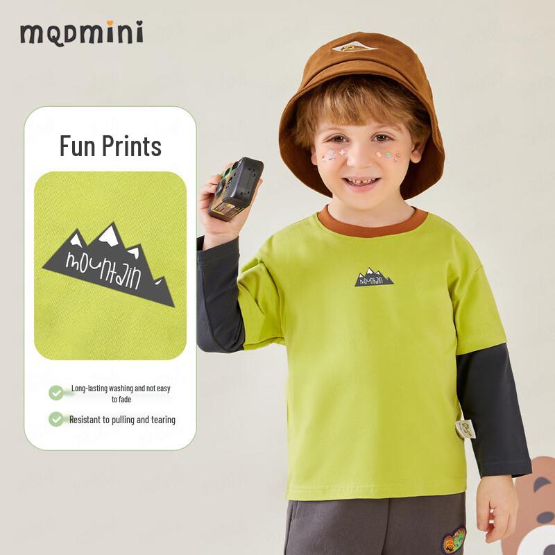 MQDMINI Boys' Faux Two-Piece Long-Sleeve T-Shirt
