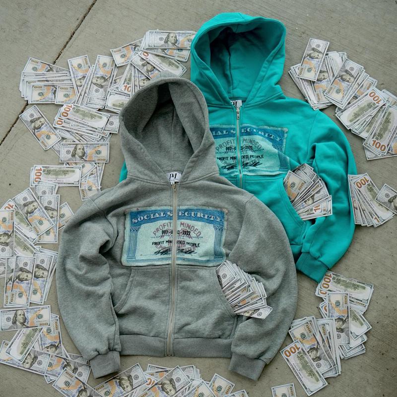 ZYLLO Y2K Retro Hoodies für Herren und Damen Bedruckte Personalisierte Muster Streetstyle Street Kapuzen-Cardigan Lange Ärmel