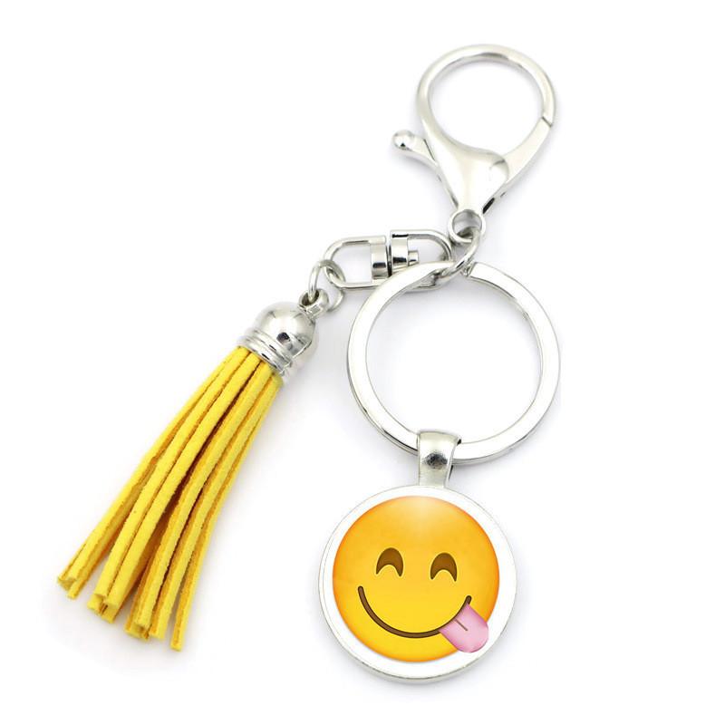 Adorable Funny Expression Time Gem Keychain Pendant Creative Unique Tassel Charm