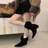 Coarse Heel Vintage Suede Western Cowboy Khaki Boots Women's Boots 2025 Spring and Autumn Single Boots Square Martin Boots