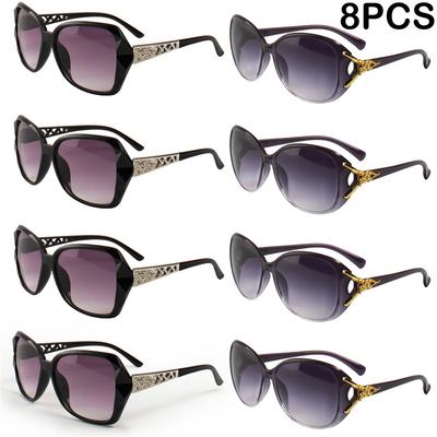 8PCS Fashion Oversized Sunglasses PC Female Big Frame Gradient Sun Glasses Gafas De Sol Mujer