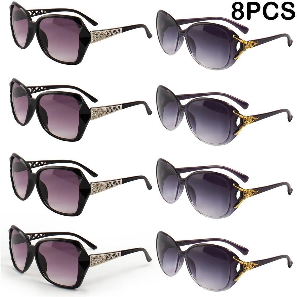 8PCS Fashion Oversized Sunglasses PC Female Big Frame Gradient Sun Glasses Mujer